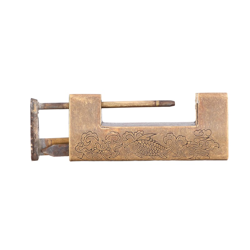 Chinese Antique Lock Spacing 4.3cm/1.7in Brass Chinese Old Style Padlock