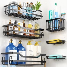 OMAIRA 6-Pack Shower Caddy Organizer Shelves Rack, Stainless Steel Adhesive