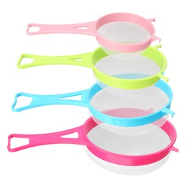 Lumpur Kitchen Strainer, 4 Pieces Set, Plastic Flour Sifter and Fine Food Strainer Set with Non-Slip Handles, Solid Liquid Separator, Gadget for Kitchen, 4pcs/set as picture