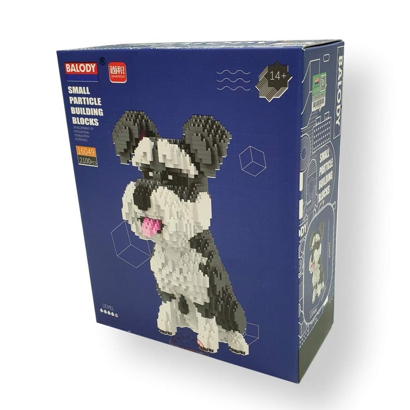 Schnauzer dog. Figure to assemble with nanoblocks. 2100 pieces.