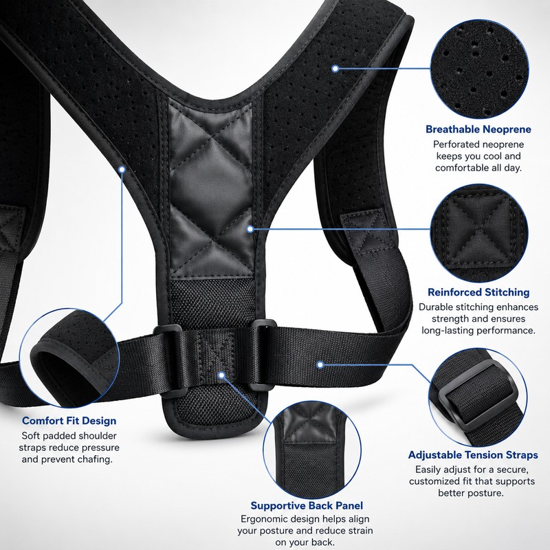 Posture Corrector Back Brace for Daily Support – Adjustable Shoulder