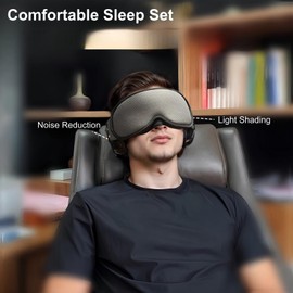 ZOZZGO Noise Reduction Ear Muffs Eye Mask for Sleeping Set, Noise Cancelling Earmuffs 3D Light Blocking Sleep Mask Set, Sound Proof Ear Protection Eye Cover for Night Blindfold Set, Deep Sleep Set