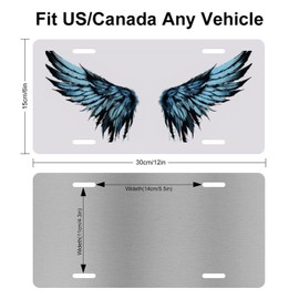 Muishi Blue Angel Wings Decorative License Plate, Vanity Tag, Metal License Plate, Aluminum Novelty License Plate Home Decor for Men/Women/Boy/Girls 6 X 12 Inch (4 Holes)