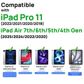 Gerutek Gerutek Case for iPad Air 7th/6th/Air 5th /Air 4th Generation/iPad Pro 11, Shockproof Rugged iPad Air 7/Air 6 Gen Case with 360 Rotating Stand, Hand/Shoulder Strap,Pen Holder for iPad Air 6, Black