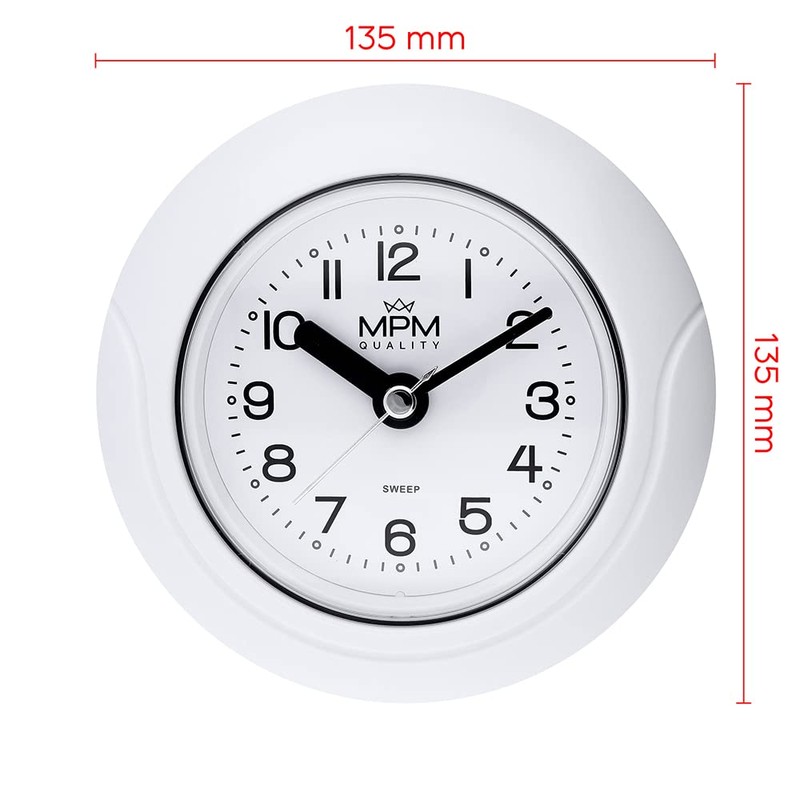 MPM Quality Design Bathroom Clock Plastic Quartz Movement Sweep 3-5