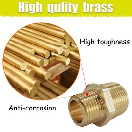 ZOUNI Reducing Hex Nipple, 1/2" NPT Male x 1/4" NPT Male Brass Pipe Fitting Reducer Nipple Adapter 1000psi Reducer Straight Connector (1/2"-1/4", 2pcs)