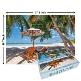 BEDUKE Jigsaw Puzzles for Adults 1000 Pieces Thick Sturdy 1000 Piece Puzzle Beach Precise Interlocking Family Game Age 14+