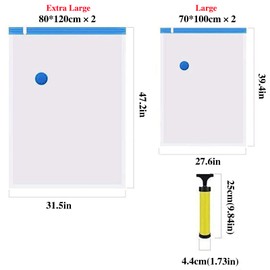 4 Paket Vakuumbeutel Aufbewahrungsbeutel Reise 2XL(120 x 80 cm)+2L(100 x 700 cm) Aufbewahrungsbeutel Reise Vakuum Wiederverwendbar Kleiderbeutel für Kleidung Bettdecken Bettwäsche Kissen