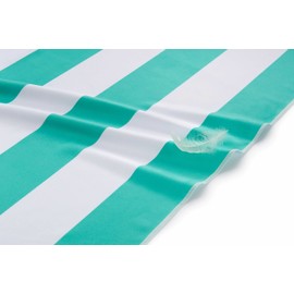 Fit-Flip Beach towel - large microfibre towel - lightweight, compact and super absorbent - sand free quick dry towel, 100% recycled microfibre travel towel – white-turquoise stripes 200x90cm