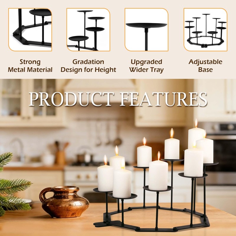 Candelabra Fireplace Candle Holder: 9 Black Iron Candelabra Fireplace Candle