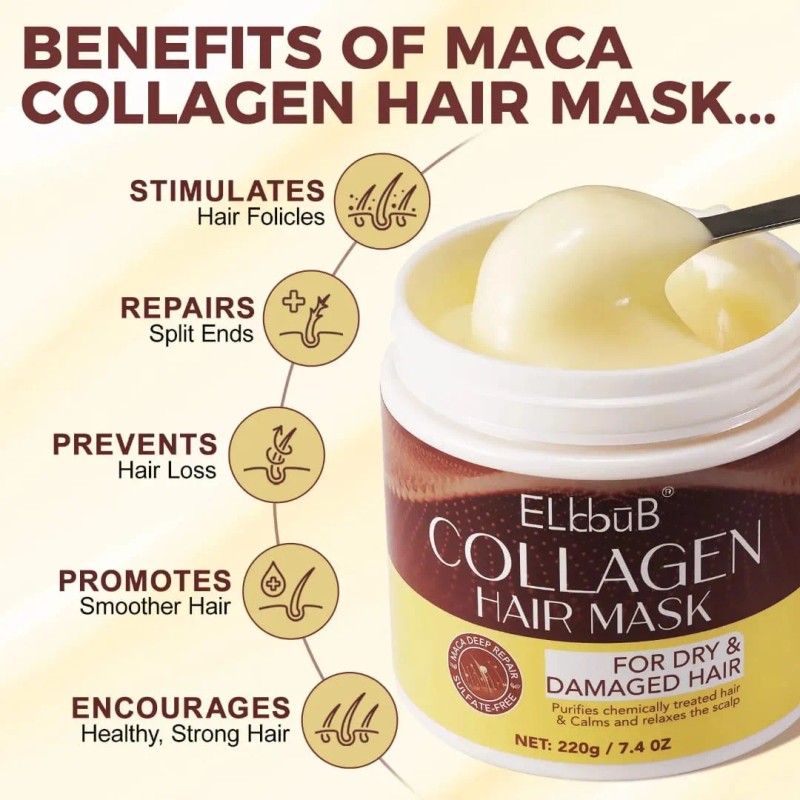 Mascarilla Colágeno Tratamiento Cabello Seco Dañado Repara