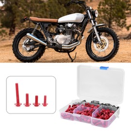 KIMISS Perno de Tornillos, 177 Piezas Kit de Tornillos de carenado de Motocicleta Universal M5 M6 Apto para Bicicletas Deportivas(Rojo)