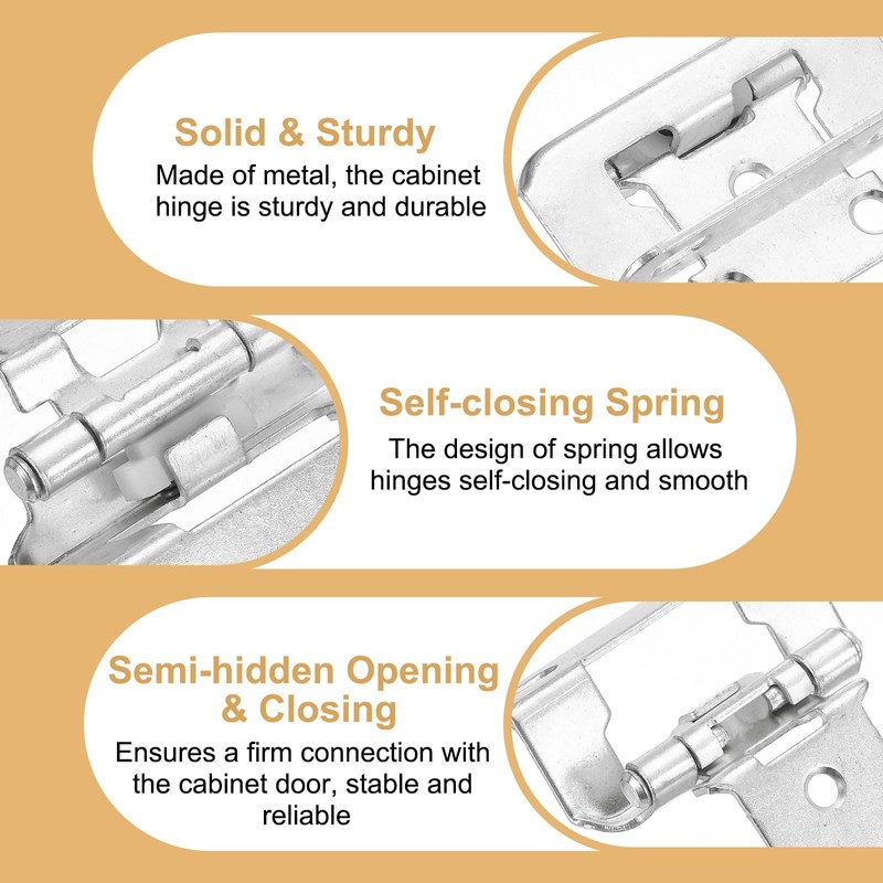 sourcing map 2 Pack Self Closing Cabinet Hinges, 1/2" Overlay