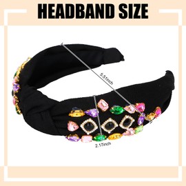 Ondder Black Knotted Headbands for Women Jeweled Headband Top Knot Head Bands for Women's Hair Non Slip Shiny Rhinestone Crystal Headband fir Girls Fashion Womens Headband Hair Accessories