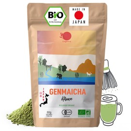 ORIGEENS Japanese Organic Genmaicha Powder - Organic Genmaicha Green Tea Powder for Matcha Latte - 80 g Bag