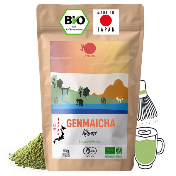 ORIGEENS Japanese Organic Genmaicha Powder - Organic Genmaicha Green Tea