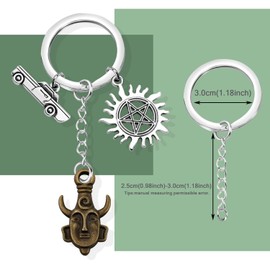 KUIYAI Winchester Brothers Pentagram Symbol Keyring TV Show Inspired Gift for Fans, White