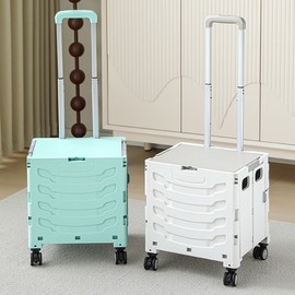 Foldable Shopping Cart & Grocery Trolley - 2-Wheel 4-Wheel 4-Wheel Mint 2ea
