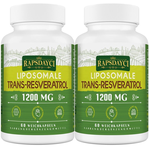 1200 mg Liposomal Trans-Resveratrol, High Dosage, Pure Formula with 98%, Trans-Resveratrol from Japanese Knotweed, Better Absorption, 120 Capsules