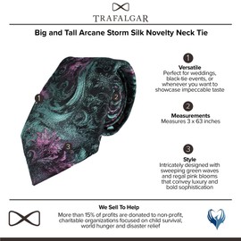 Trafalgar Men's Big and Tall Arcane Storm Silk Novelty Neck Tie, Multiple