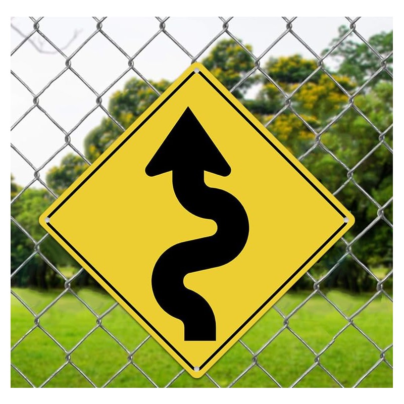 Winding Road with Sharp Turn Symbol Aluminum Novelty Traffic Sign