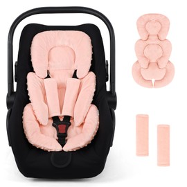 GFU Infant Car Seat Insert Head and Body Support, Reversible Newborn Insert for Carseat with Strap Pads, Soft Stroller Cushion Pillow Insert for Boys and Girls, Fits for Stroller, Swing, Orange