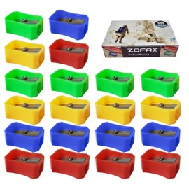 ZOFAX 555 Pencil Sharpeners, Pack of 20, Multi Colour Pack, Single Hole Sharpeners, Party Bag Fillers, School Home Office Use, iZOFAX Black Ball Pen