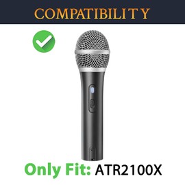 SOULWIT 2Pcs Microphones Pop Filter for Audio-Technica ATH ATR2100x-USB Cardioid Dynamic, Protective Mic Cover Windscreen Foam - Black