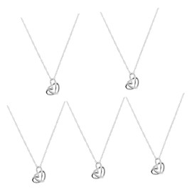 ABOOFAN 5pcs Elegant and Timeless Mother's Day Necklace Heart Shape Pendant Necklace for Women