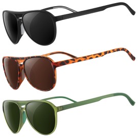 KUGUAOK 3PACK Polarized Aviator Sunglasses for Women Men Sports UV Protection Running Sun Glasses Vintage Trendy Shades