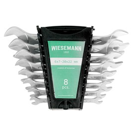 Double Open-End Wrench Set 8 pcs by WIESEMANN 1893 I Open-End Spanner Kit with Holder I 81277
