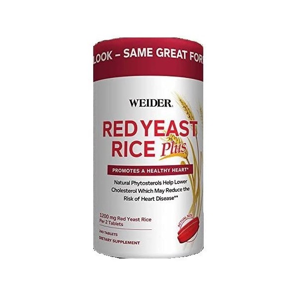 Weider Red Yeast Rice Plus with Phytosterols 1200 mg per 2 Tablets - 240 Tablets