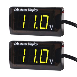 2Pcs DC 12V Car Digital Voltmeter Gauge LED Display 12V Voltage Mete Waterproof Voltage Display Voltmeter Gauge Meter Power Energy LED Volt Meter for Car Motorcycle (Yellow)