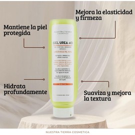 Nuestra Tierra Cosmética Gel Urea 40%, Hidratante Intensivo, para Talones, Codos, Rodillas y Uñas, 150ml