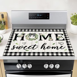 Sweet Home Stove Top Covers for Electric Stove, Farmhouse Heat Resistant Glass Stove Top Cover Pad for Gas Stove, Kitchen Decor Induction Cooktop Protector Washable Ceramic Stove Top Covers Mat