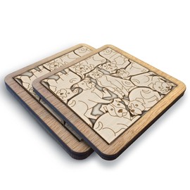 American Pit Bull Terrier Dog Wooden Puzzle Coaster - Unique Gift for Pitbull Dog Lovers, Wooden Jigsaw Drink Coaster, Decorative Pit Bull Puzzle for Coffee Tables and Home Decor
