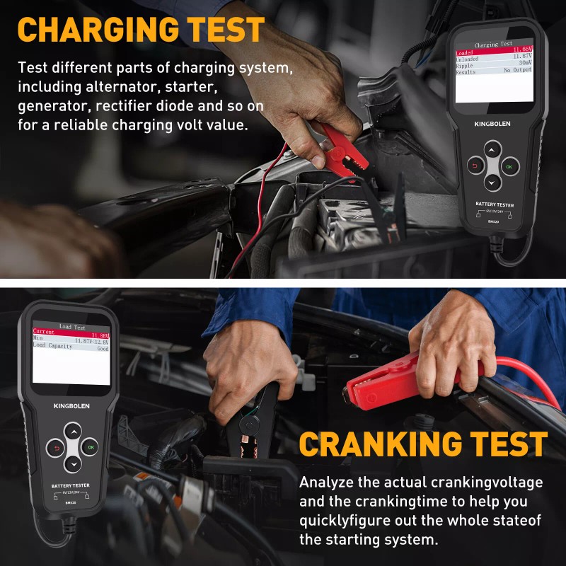 KINGBOLEN 6V&12V&24V Heavy Duty Truck Car Battery Load Tester Charging