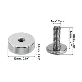 PATIKIL M4x12 Standoff Screws with Spacers, 10 Pack Wall Mounting Hardware Thumb Screw Fasteners for Acrylic Glass Signs Mirrors, Silver Tone 15mm