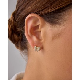 PAVOI Rhodium Plated Mini Bow Earrings for Women with Cubic Zirconia | Coquette Earring Pair