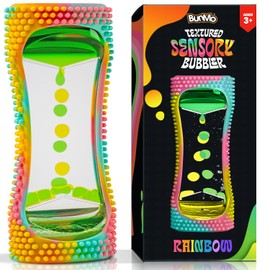BUNMO Liquid Motion Bubbler Sensory Toy - Calming Fidget Toy for Kids & Adults, Textured Silicone Bubble Timer with Mesmerizing Liquid Flow Sensory Bottles - Small Rainbow