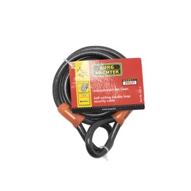 Burg Wachter 122C Double Loop Vinyl Coated Multi-Stranded Braided Steel Cable, Black, 12mm x 2.1m