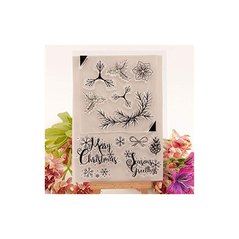 Merry Christmas Snowflakes Season's Greeting Christmas Greenery Christmas Sentiments Clear