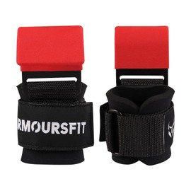 Weight Lifting Hooks (Pair), Heavy Duty Power Wrist Straps Hand Grip Support For Deadlifts, Pull Ups, Shrugs - Gym Gloves For Men and (Red)