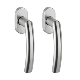 FELGNER Set of 2 Torino Window Handles, High-Quality Window Set Made of Stainless Steel, Ergonomically Shaped Window Fitting with Tilt Function, Window Safety, Oval Rosette Stainless Steel, Matte