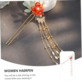 FOMIYES 2pcs Side Shake Hair Accessories Chinese Bridal Hair Sticks Metal Vintage Hair Sticks Tassel Hair Sticks Japanese Accessories Retro Hairpin Bride Earrings Alloy The Flowers
