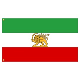 Lixure Iran Flag 150 x 240 cm Old Iranian Royal Lion Flag Former Persia Polyester Digital Print Vivid Colour Fade Resistant Double Stitched with Brass Eyelets for Garden Indoor Outdoor Use