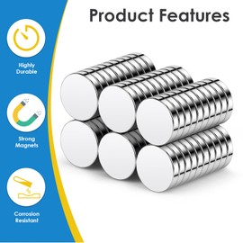 Wukong Neodymium Magnets, 10 x 2 mm, Pack of 60, Extreme Strong Mini Magnets Round Small Magnets for Magnetic Board for Notice Board, Fridge, Crafts, Office, Kitchen