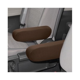 MUQIDA 2 PCS Car Front Seat Armrest Covers, Elastic Fabric Auto Seat Arm Rest Protector Replacement, Soft Stretchy Armrest Cover Decor for Most Vehicles, Universal Car Accessories (Coffee)