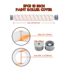 ROLLINGDOG 18" Paint Roller Covers - Large Paint Roller Sleeves for Ceiling,Wall,Floor,Decks Painting (Pack of 3,Polyester)