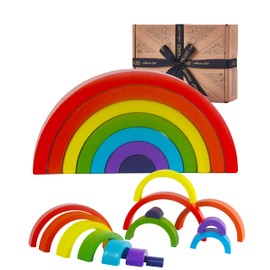 Jaques of London Wooden Toys Rainbow Toy | 7 PCS Rainbow Stacking Toys | Montessori Toys for 1 2 3 Year olds Boys & Girls | Sorting, Stacking & Plugging Toys | Beautiful Gift Packaging | Since 1795